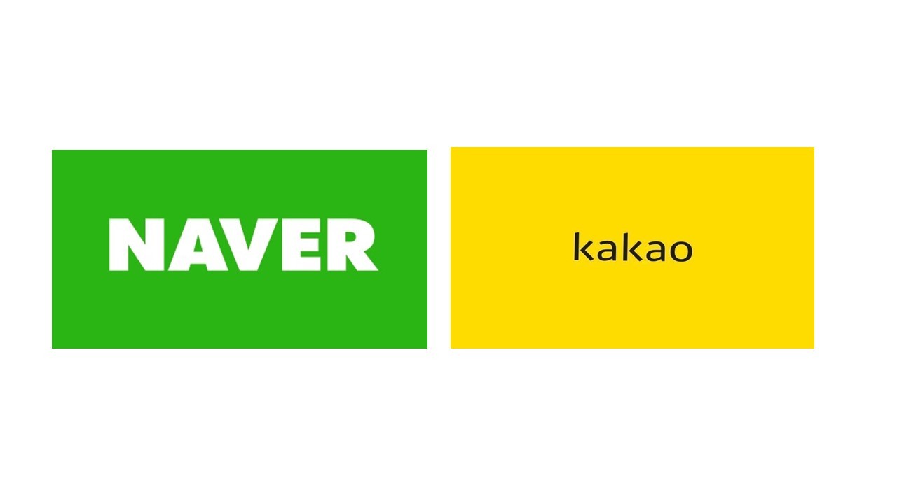 Corporate logos of Naver and Kakao