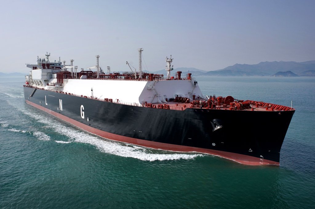 This file photo provided by Samsung Heavy Industries Co. shows a liquefied natural gas (LNG) carrier built by the shipbuilder. (Samsung Heavy Industries Co.)