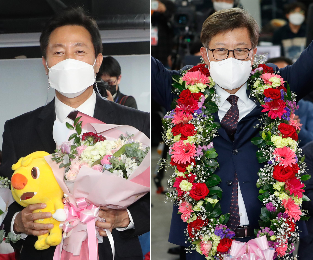 New Seoul Mayor Oh Se-hoon and Busan Mayor Park Hyung-joon (Yonhap)