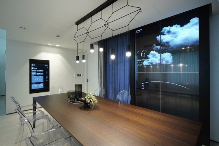 This file photo, provided by LG Electronics Inc. on Sept. 3, 2020, shows the interior of the company's smart home in Seongnam, south of Seoul, with OLED display products. (LG Electronics Inc.)
