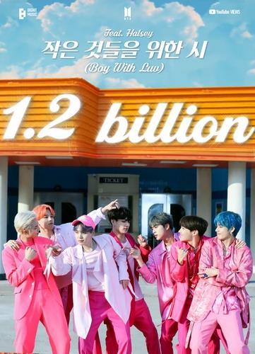 This photo, provided by Big Hit Music, shows an image celebrating 1.2 billion views earned by the BTS music video 