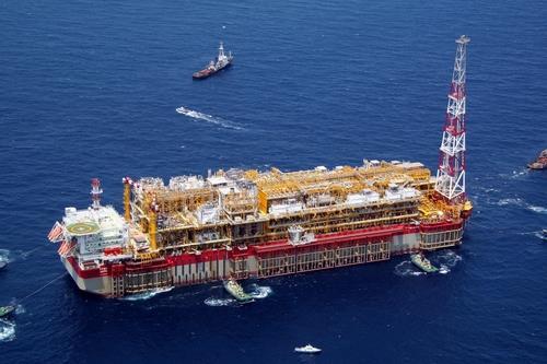This photo provided by Korea Shipbuilding & Offshore Engineering Co. (KSOE) on Tuesday, shows a FPSO built by Hyundai Heavy Industries Co., a unit of KSOE. (KSOE)