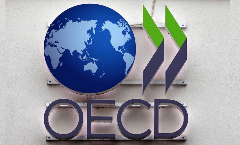 The logo of the Organization for Economic Cooperation and Development, headquartered in Paris (OECD)