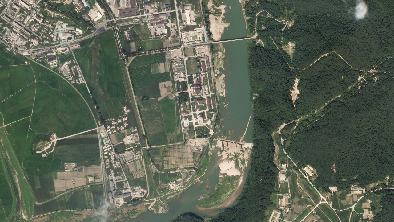 In this satellite photo released by Planet Labs Inc., North Korea's main nuclear complex is seen in Yongbyon, North Korea, just north of the capital, Pyongyang, July 27, 2021. (Planet Labs Inc. via AP-Yonhap)