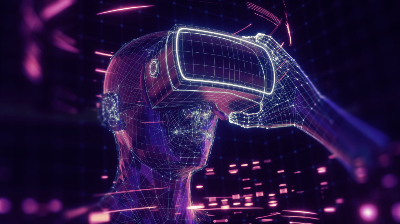 A rendering of a man holding virtual reality glasses (123rf)