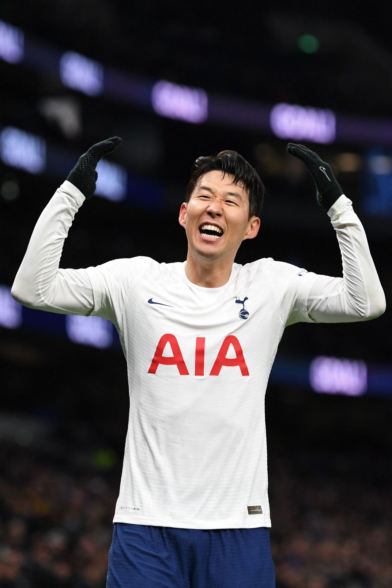 In this AFP photo, Son Heung-min of Tottenham Hotspur celebrates his goal against Norwich City during a Premier League match at Tottenham Hotspur Stadium in London on Sunday. (AFP-Yonhap)