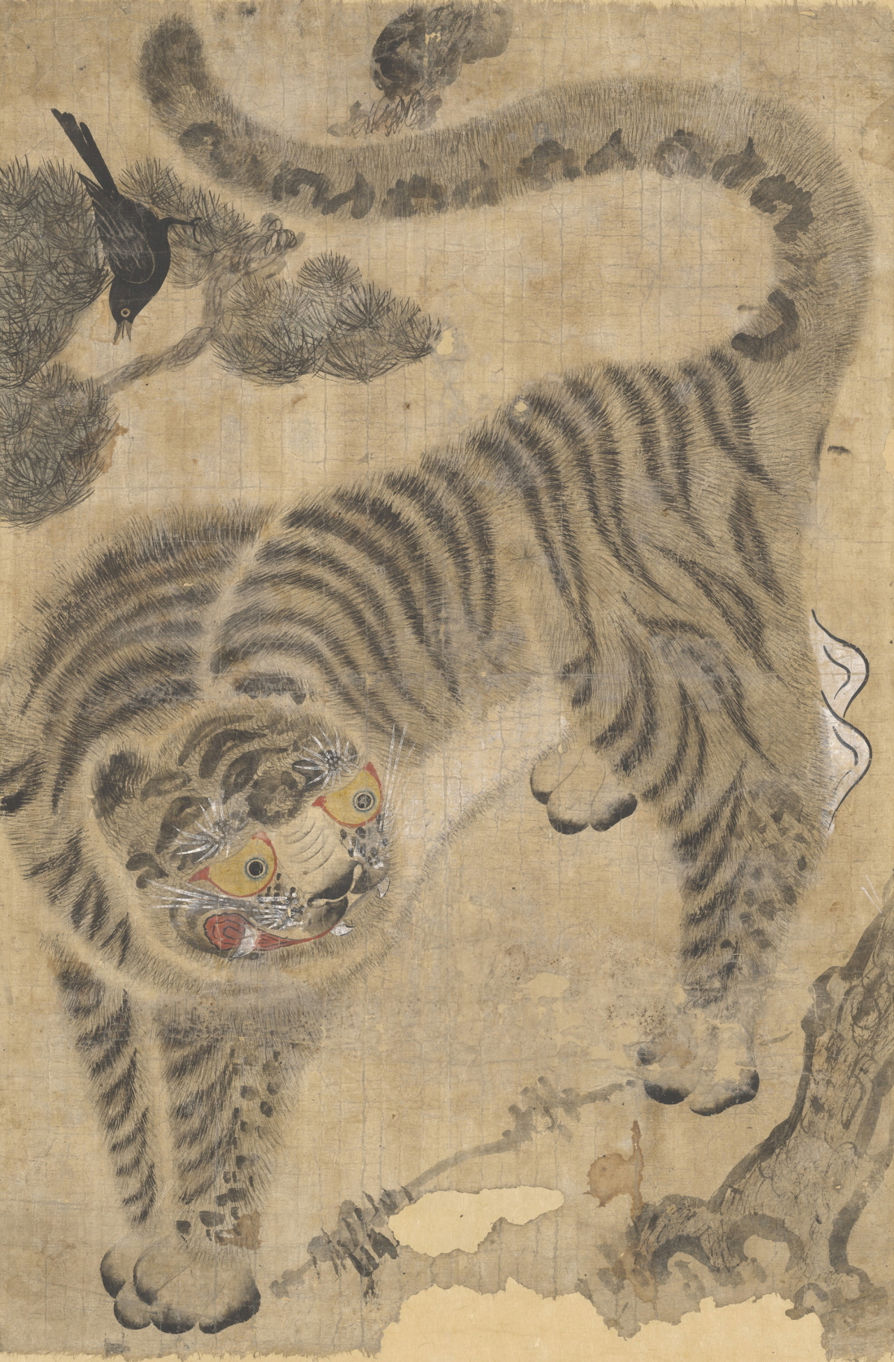 “Tiger and Magpie” from the late Samsung Chairman Lee Kun-hee’s collection. The painting was created in the 19th century. (NMK)