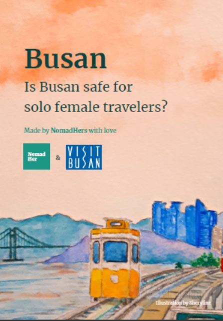 Cover page of the Busan guidebook chosen through an illustration challenge event by NomadHer (Busan Tourism Organization)
