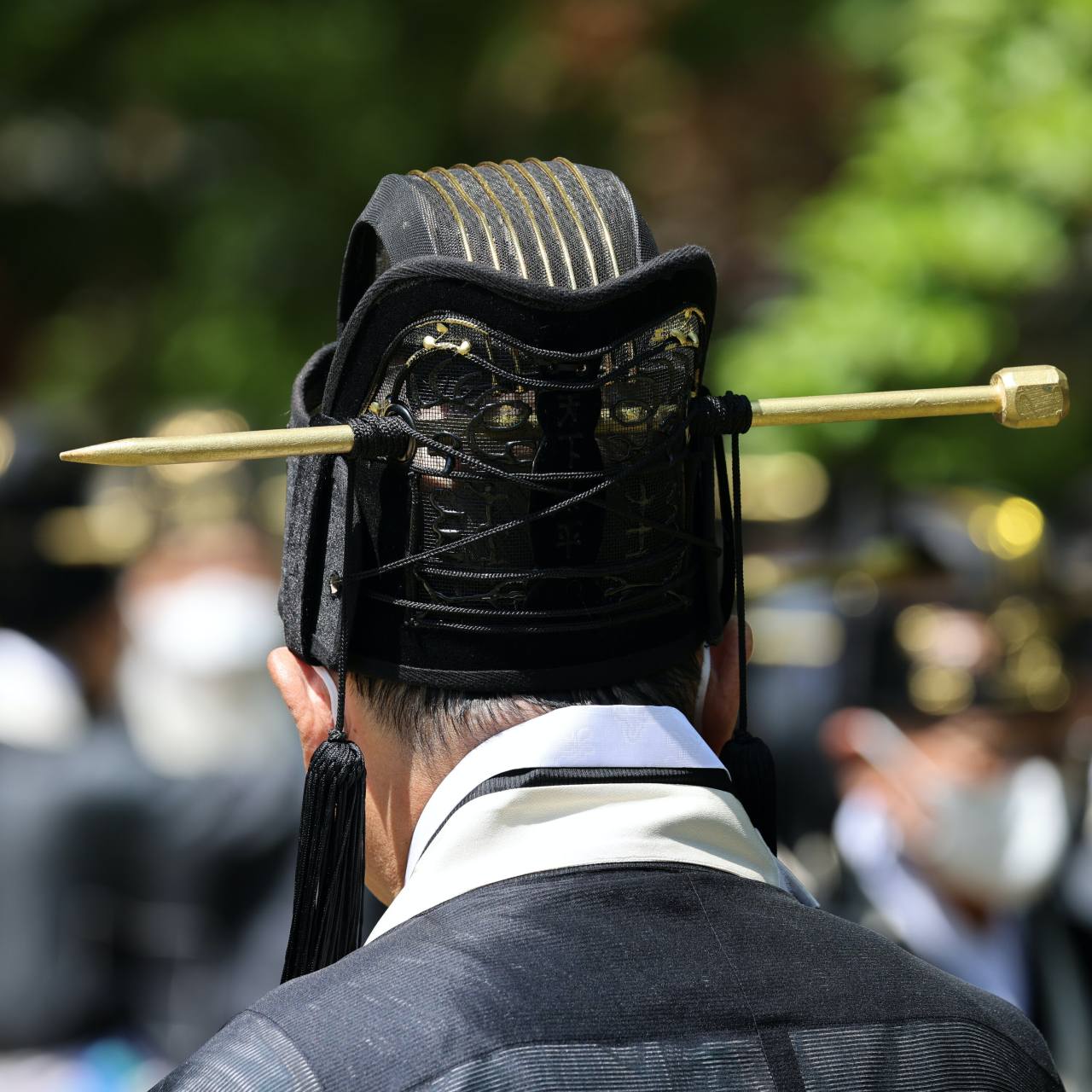 A hairpin called “gae,” used secure a male officiant‘s headgear called “yangguan,” is seen at an annual royal ancestral rite with court music at Jongmyo Shrine in Seoul. Photo © Hyungwon Kang