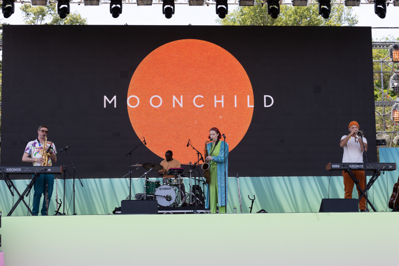 Los Angeles-based jazz trio Moonchild performs onstage at Seoul Jazz Festival at the Olympic Park’s 88 Jandi Madang, in southeastern Seoul, on Friday. (Seoul Jazz Festival)