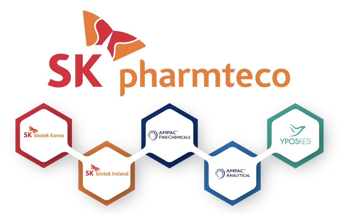 SK Pharmteco’s subsidiaries: SK Biotek Korea and Ireland, Ampac Fine Chemicals, Ampac Analytical Laboratories and Yposkseki (SK Pharmteco)