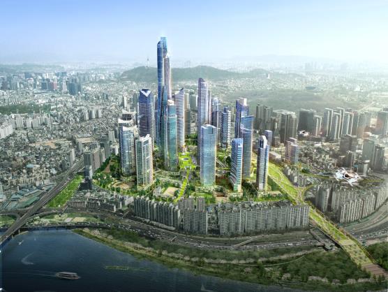 An aerial view of the Seoul city government’s development project in Yongsan-gu, Seoul (Yonhap)