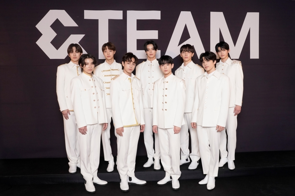 Boy band &Team poses for a picture during a pre-debut media event held on Sept. 3 in Japan. (Hybe Labels)
