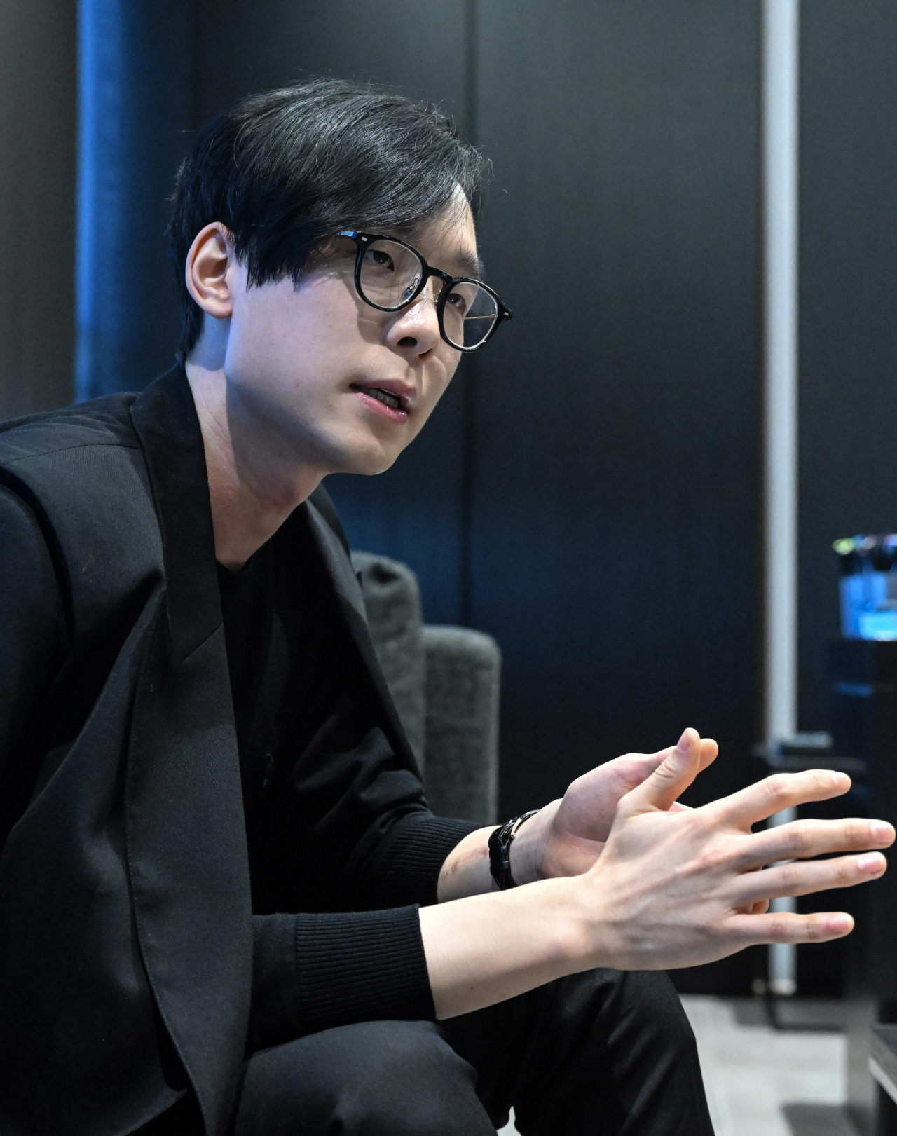 Jay Song, CEO and Creative Director of Songzio, speaks during an interview with The Korea Herald on Sept. 22 at his office in Seongdong-gu, Seoul. (Im Se-jun/The Korea Herald)