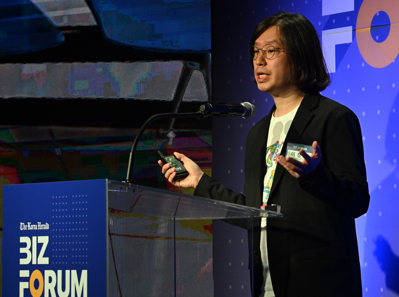 Rainbow Robotics CEO Lee Jung-ho speaks at The Korea Herald Biz Forum held at Four Seasons Hotel in Wednesday. (Im Se-jun/The Korea Herald)