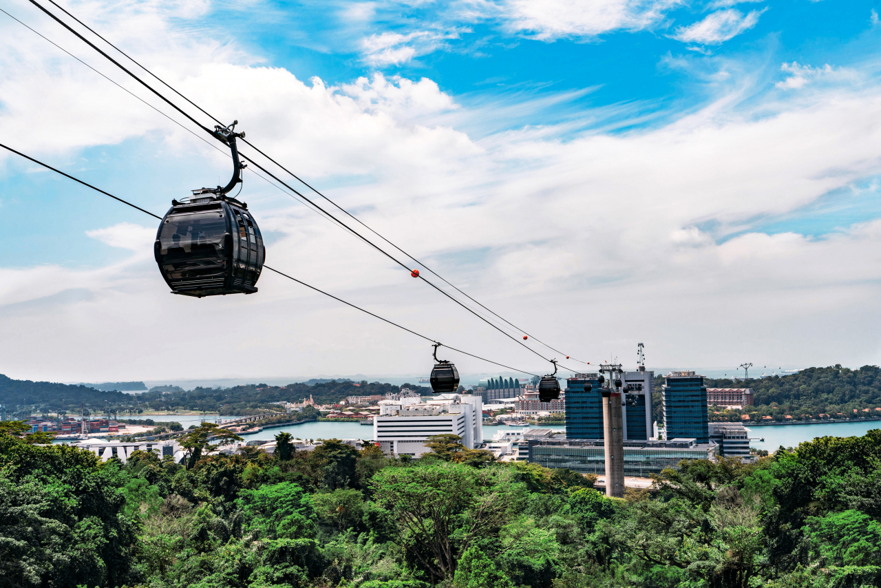 Cable cars connect Sentosa Island and the main island of Singapore. (Mount Faber Leisure)