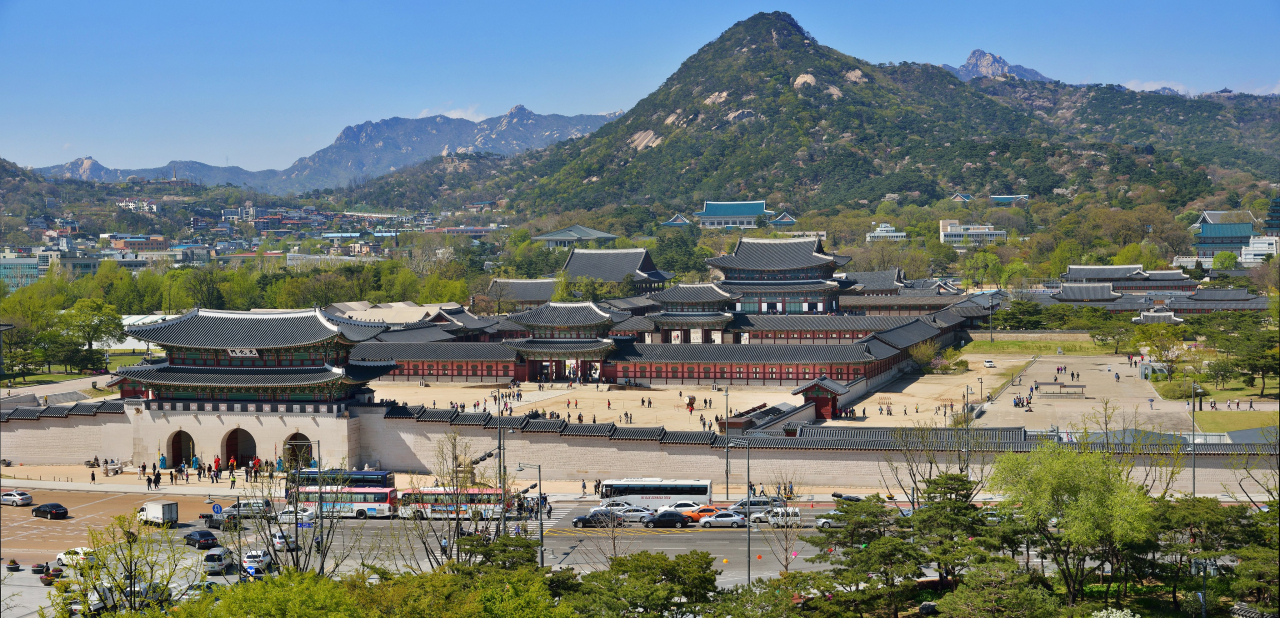 Gyeongbokgung Palace, Cheong Wa Dae and Bugaksan are seen in this photo. (Cultural Heritage Administration)