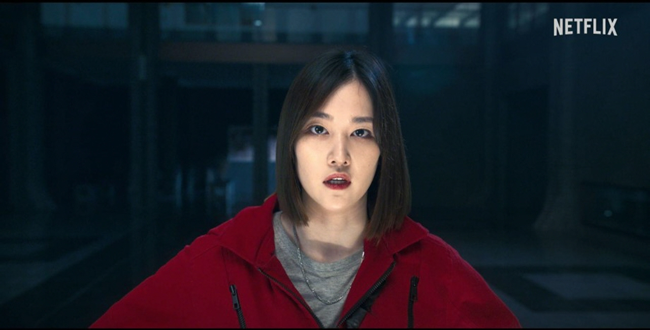 Jun Jong-seo plays the gangster Tokyo in “Money Heist: Korea -- Joint Economic Area Part 2.” (Netflix)