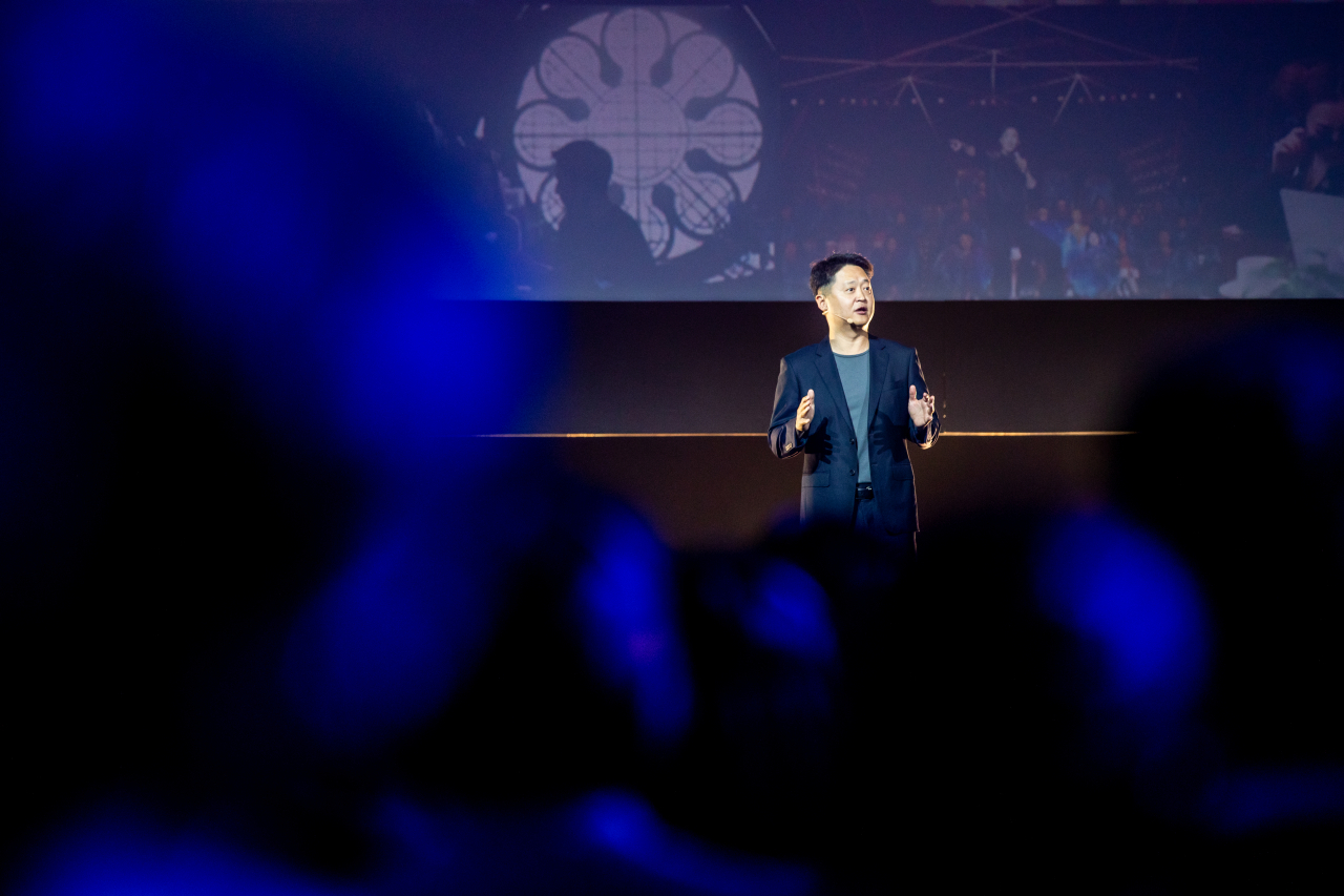 Luke Kang, president of the Walt Disney Co. Asia Pacific, delivers the opening speech during the Disney Content Showcase at Sands Expo & Convention Center in Singapore, Wednesday. (Walt Disney Co. Asia Pacific)