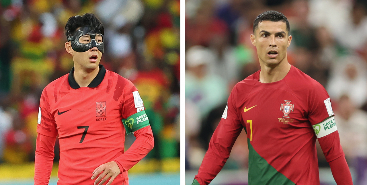 South Korean captain Son Heung-min (left) and Portugal captain Cristiano Ronaldo (Yonhap)