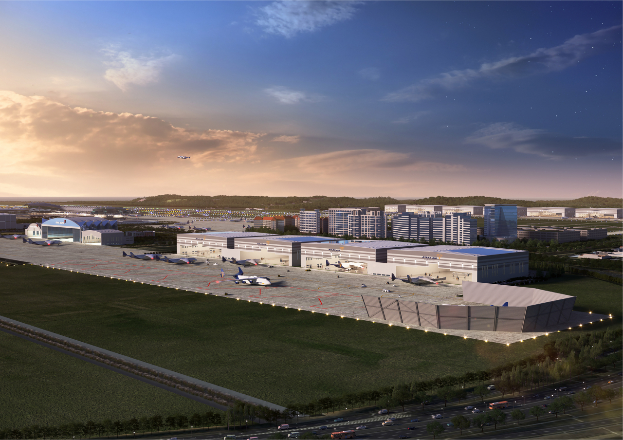 This photo shows an aircraft maintenance facility to be built by Atlas Air Worldwide Holdings in Incheon, west of Seoul. (Incheon International Airport Corp.)