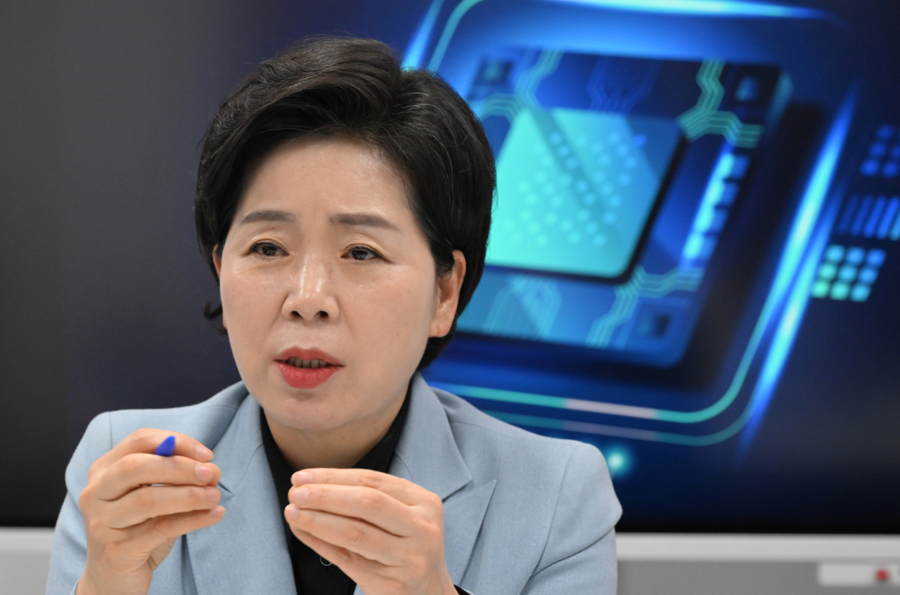 Rep. Yang Hyang-ja, head of the ruling People Power Party's special committee on semiconductors, speaks to The Korea Herald at her office in Yeouido, central Seoul, on Dec. 29. (Im Se-jun/The Korea Herald)