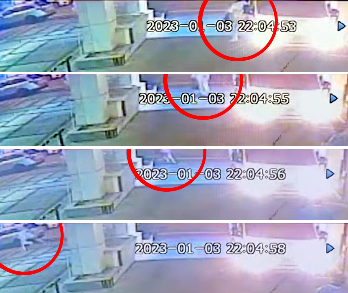 CCTV footage of the Chinese man running away from the hotel located in Yeongjong-do, Incheon (Yonhap)