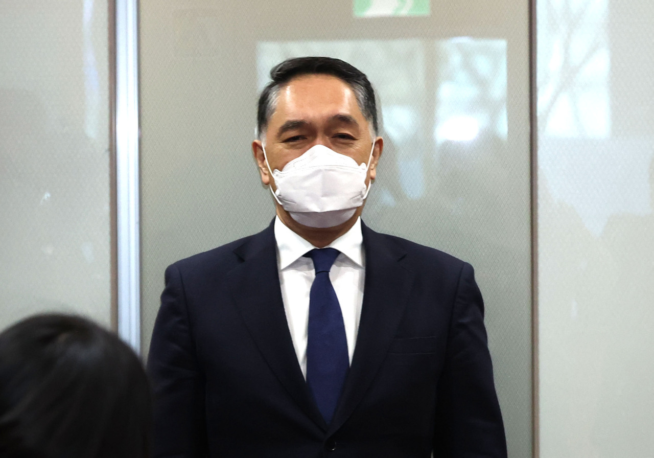 Daisuke Namioka, a minister of economic affairs at the Japanese Embassy in Seoul, is summoned to the foreign ministry in Seoul on Jan. 20, 2023, as the ministry lodged a formal protest against Tokyo`s latest attempt to list a former gold mine on Sado Island in the Japanese prefecture of Niigata as a UNESCO World Heritage Site. This follows Japan`s first unsuccessful attempt in February 2022. South Korea opposes the listing as many Koreans were forced into hard labor there during Japan`s 1910-45 colonization of the Korean Peninsula. (Yonhap)