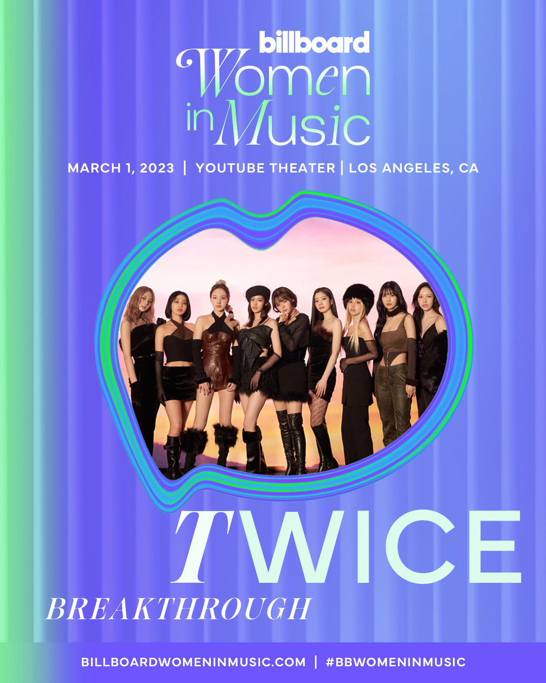 Twice is named Breakthrough Artist at 2023 Billboard Women In Music. (Billboard Women In Music)
