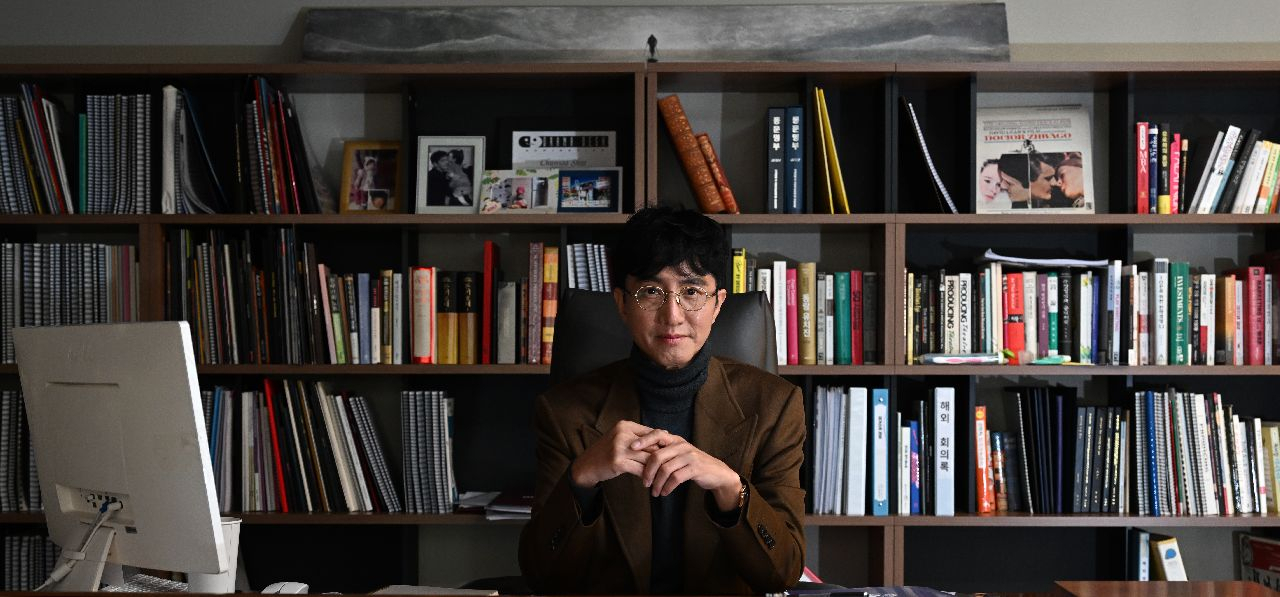 OD Co. Chief Producer and CEO Shin Chun-soo poses for photos during an interview with The Korea Herald on Jan. 12. (Im Se-joon/The Koera Herald)
