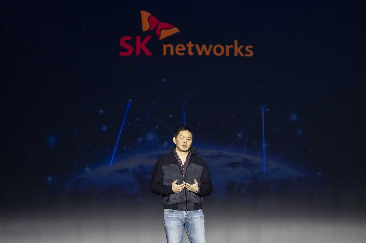 SK Networks General Executive Director & President Choi Sung-hwan makes his opening remarks during the company's Global Annual General Meeting held at a Seoul hotel on Tuesday. (SK Networks)