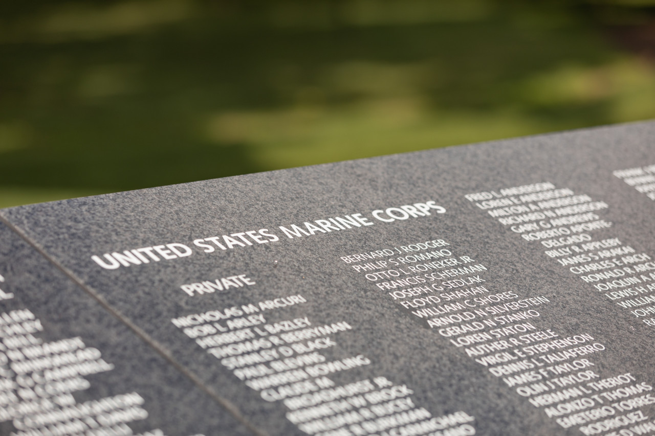 The names of US Marines killed in the Korean War were among the more than 43,000 names added during the dedication of the Korean War Veterans Memorial Wall of Remembrance in Washington, D.C., July 27, 2022.(Photo - US Department of Defense)