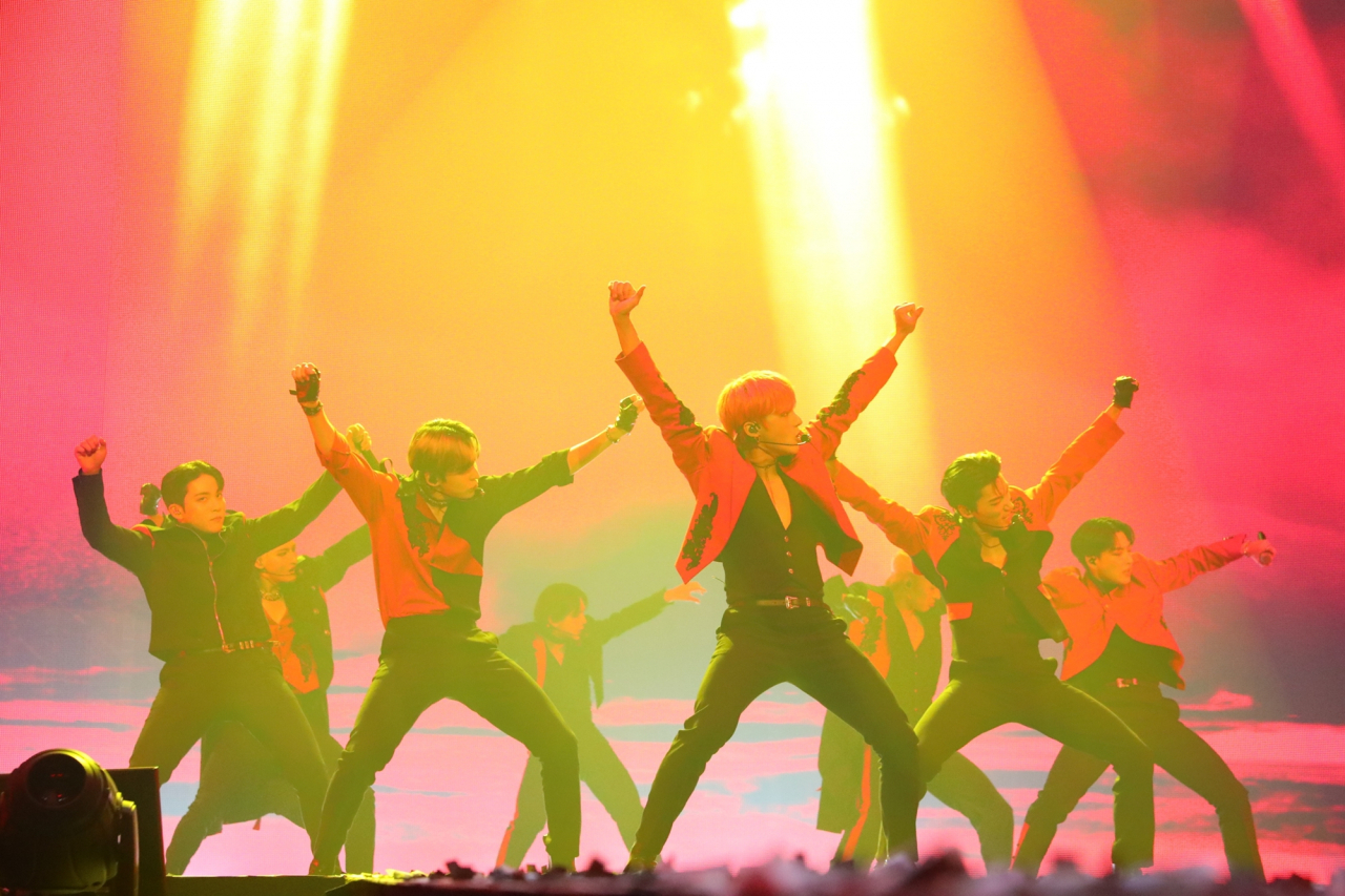 Ateez performs at a concert during its world tour