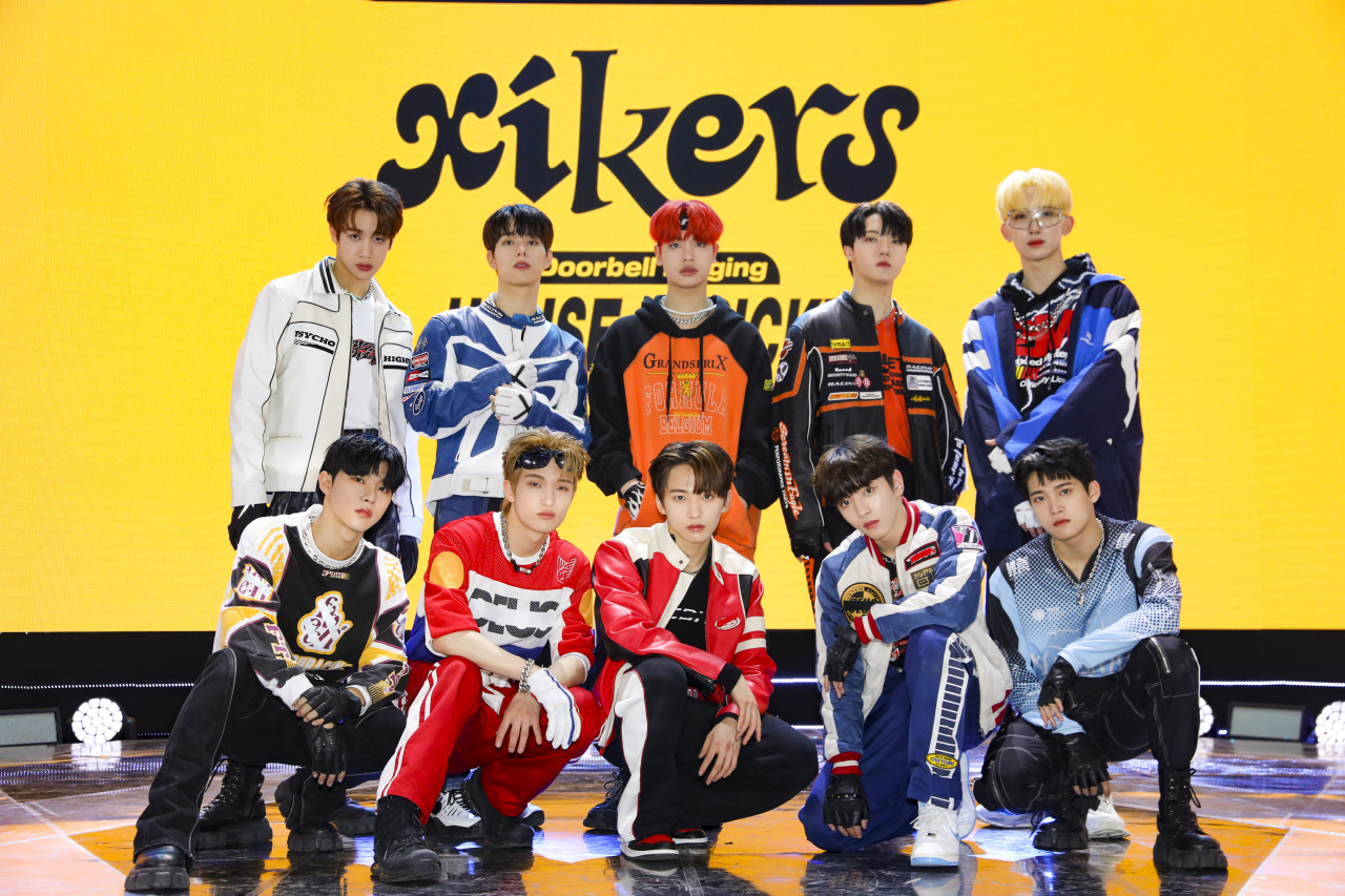 Rookie boy band Xikers holds its debut press conference at SBS Prism Tower in Sangam-dong, Seoul, on Wednesday. (KQ Entertainment)