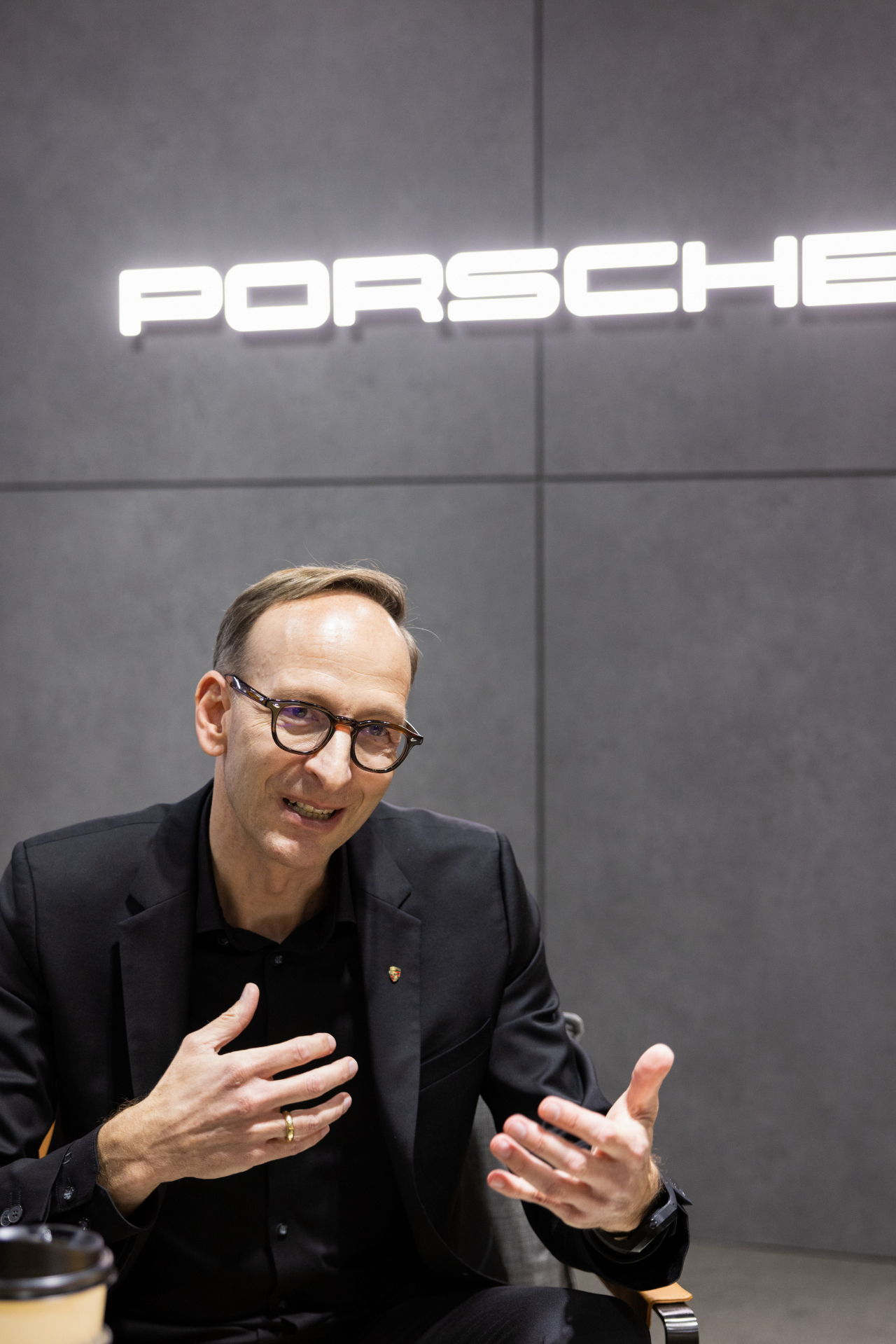Porsche Korea CEO Holger Gerrmann speaks during an interview with The Korea Herald on Thursday at Kintex, Ilsan, Gyeonggi Province (Porsche Korea)