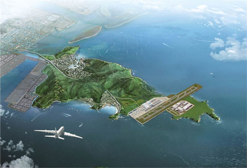 A bird's-eye view of the proposed airport site in Gadeokdo, Busan (Busan Metropolitan Government)