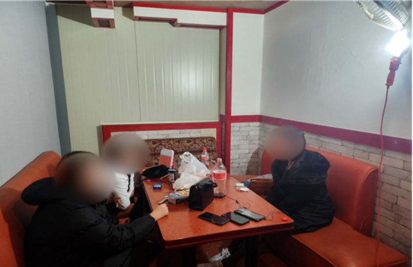 A censored picture of the Southeast Asian women who were held captive and forced to work as prostitutes. (Jeju Provincial Police Agency)
