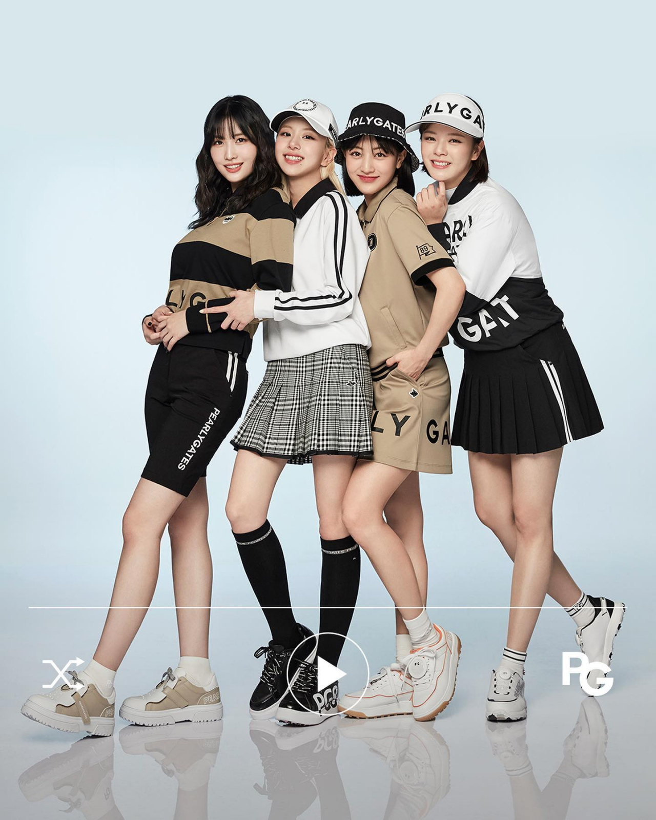 K-pop girl band Twice has recently renewed its contract with golf wear brand Pearly Gates. A growing number of K-pop artists and TV celebrities appear in golf wear advertising campaigns. (Pearly Gates)