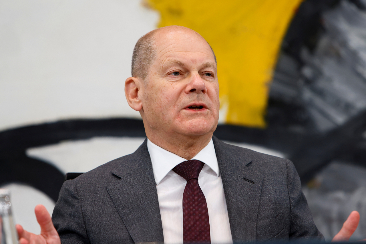German Chancellor Olaf Scholz speaks during a news conference at the Chancellery in Berlin, Germany on Wednesday. (Photo - Reuters)