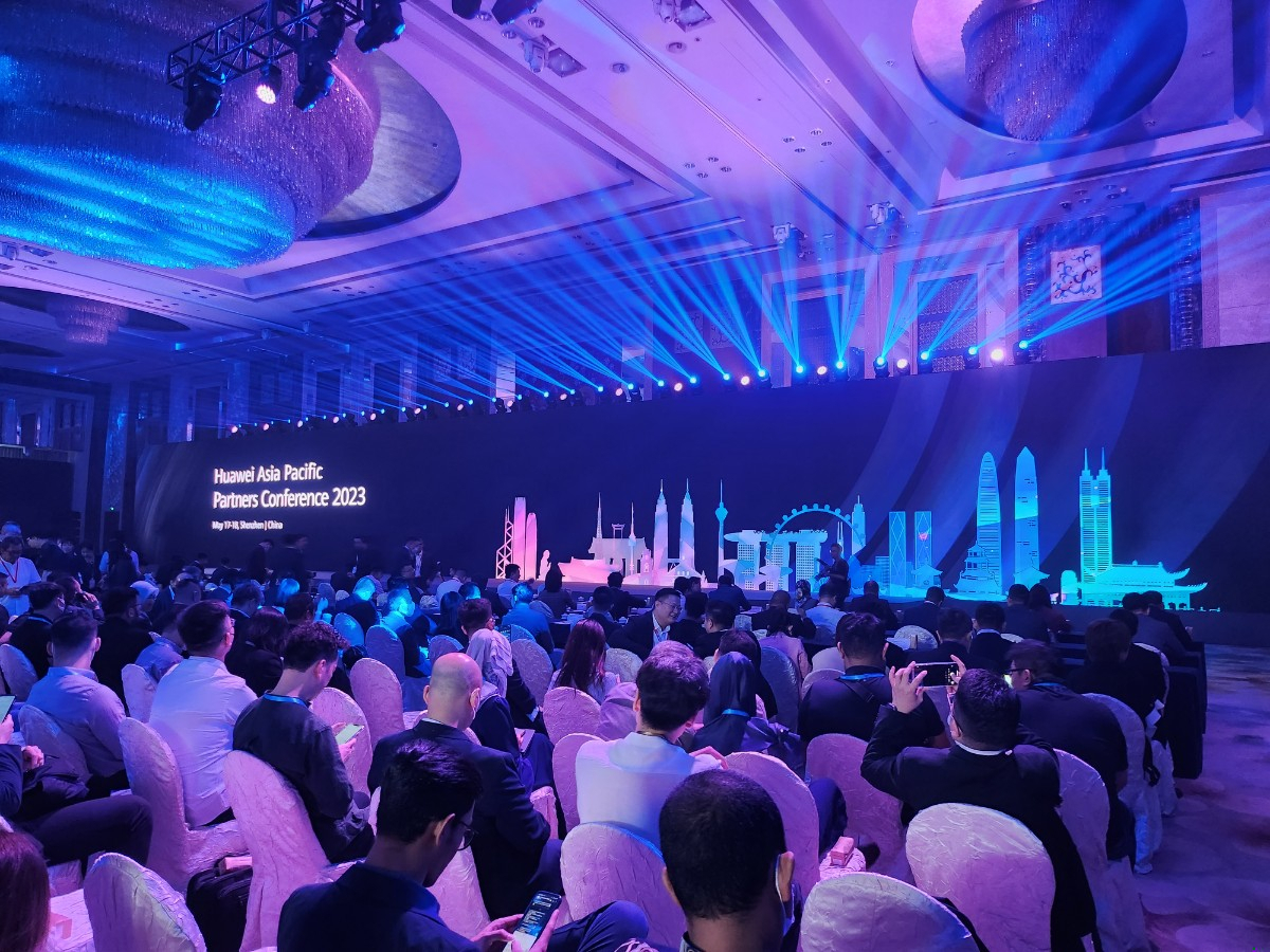 Around 1,200 people attend the Huawei Asia Pacific Partners Conference 2023 at Shangri-La Hotel in Shenzhen, China, Wednesday. (Huawei Technologies Korea)