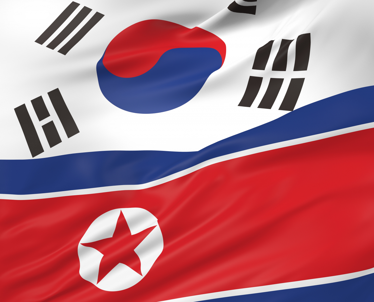 The flags of South Korea and North Korea (123rf)