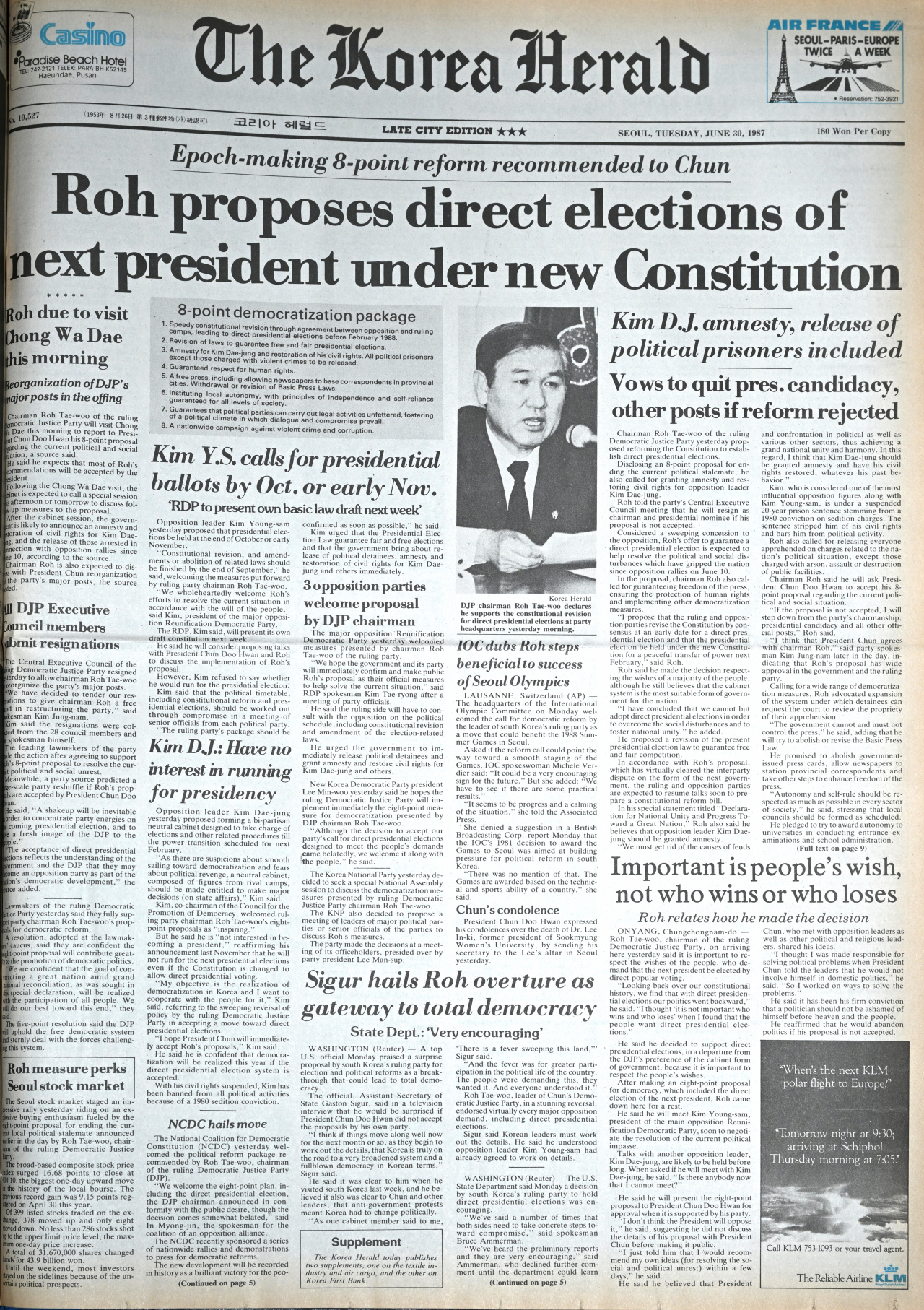 The June 30, 1987, edition of The Korea Herald