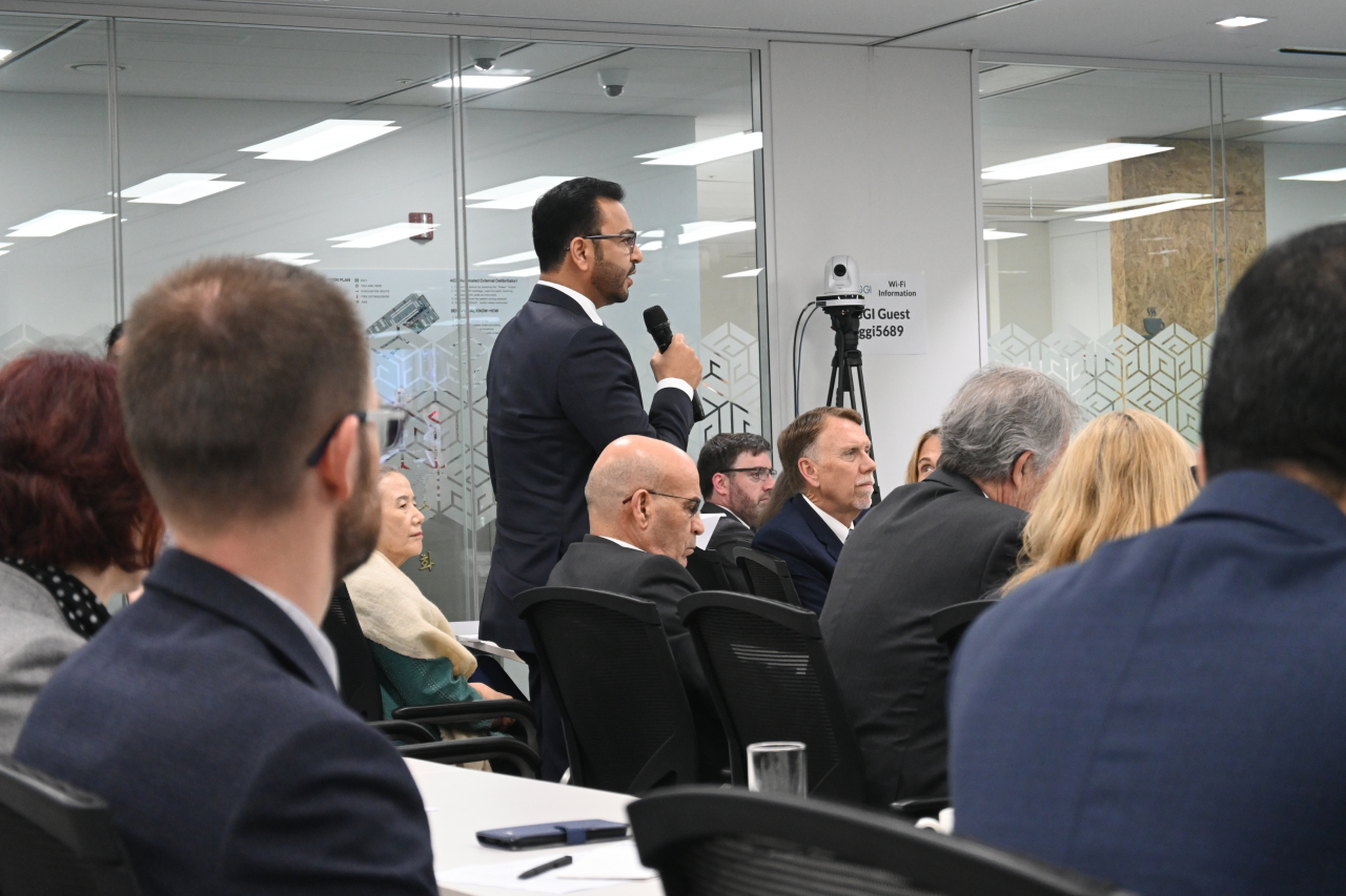 UAE Ambassador to Korea Abdulla Saif Al Nuaimi speaks during an interaction session at GGGI-Elders High-Level Climate Panel in Jung-gu, Seoul headquarters on Monday. (Sanjay Kumar/The Korea Herald)