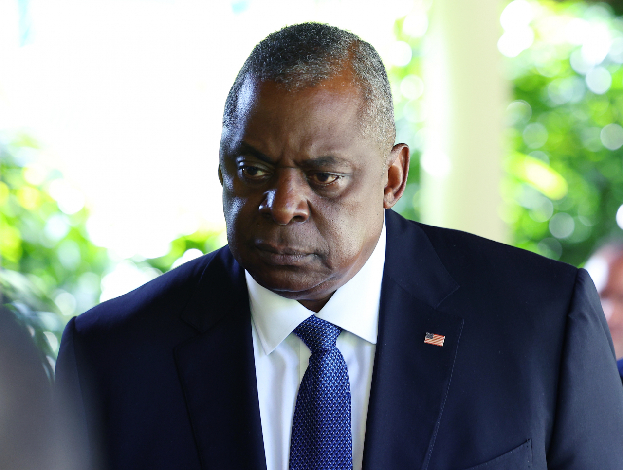 US Secretary of Defense Lloyd Austin attends 20th International Institute for Strategic Studies Shangri-La Dialogue, Asia's annual defense and security forum, in Singapore, Friday. (Yonhap)