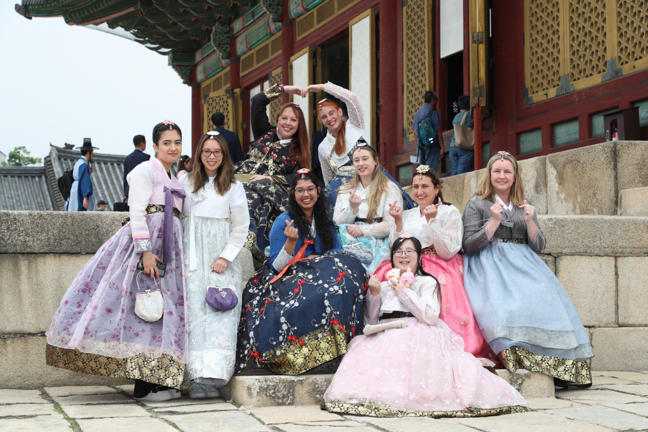 BTS fans from Australia visit Changdeokgung in Seoul on Wednesday. (KTO)