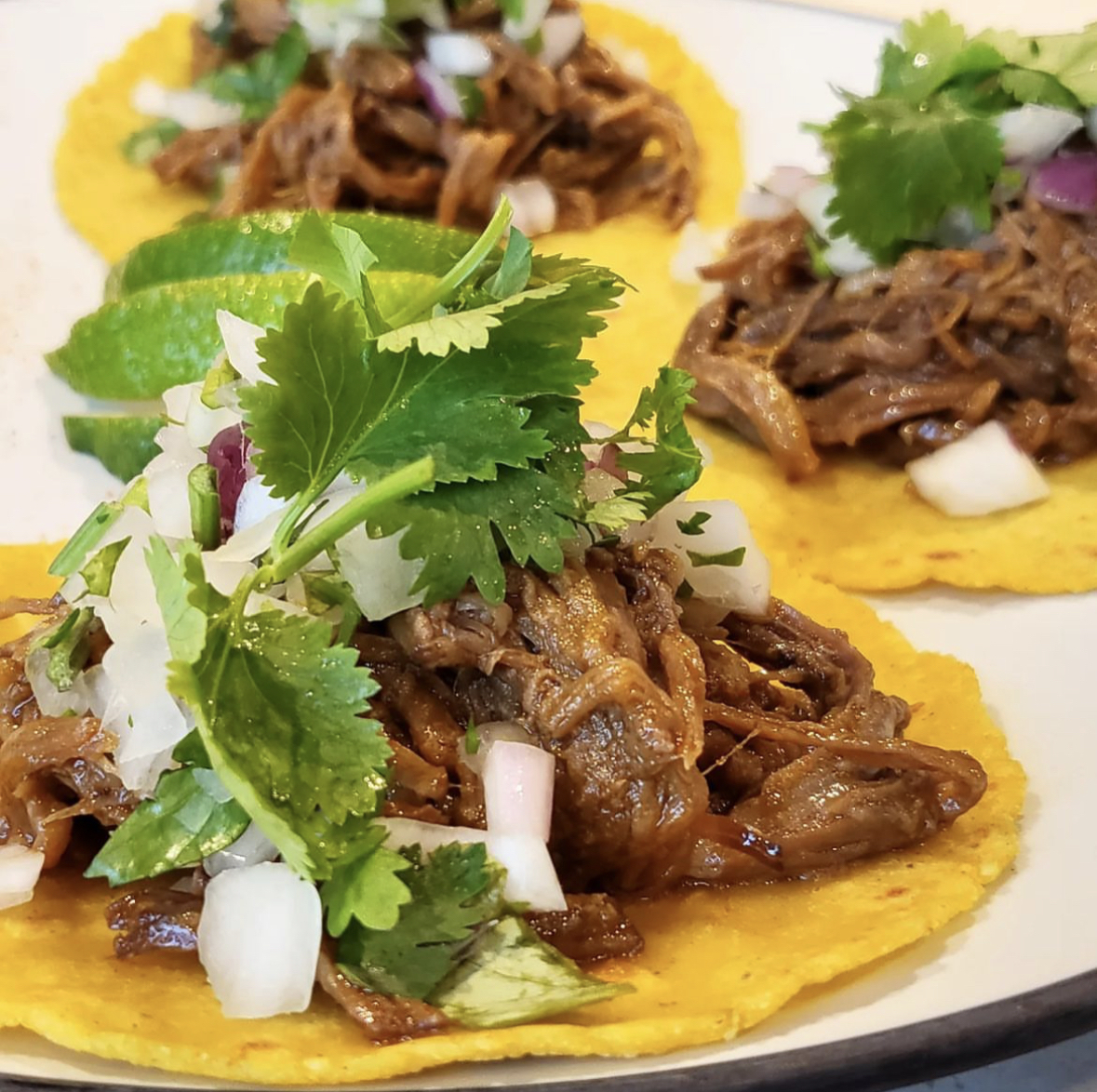 Beef barbacoa tacos served at El Pino 323 (Courtesy of El Pino 323's Instagram)