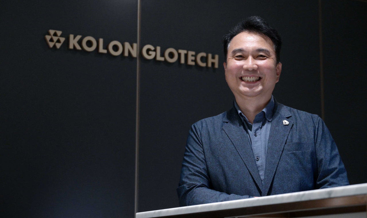 Bang Min-soo, CEO of Kolon Glotech, poses for a photograph before an interview with The Korea Herald at the Kolon Group headquarters in Seoul, on June 12. (Lee Sang-sub/The Korea Herald)