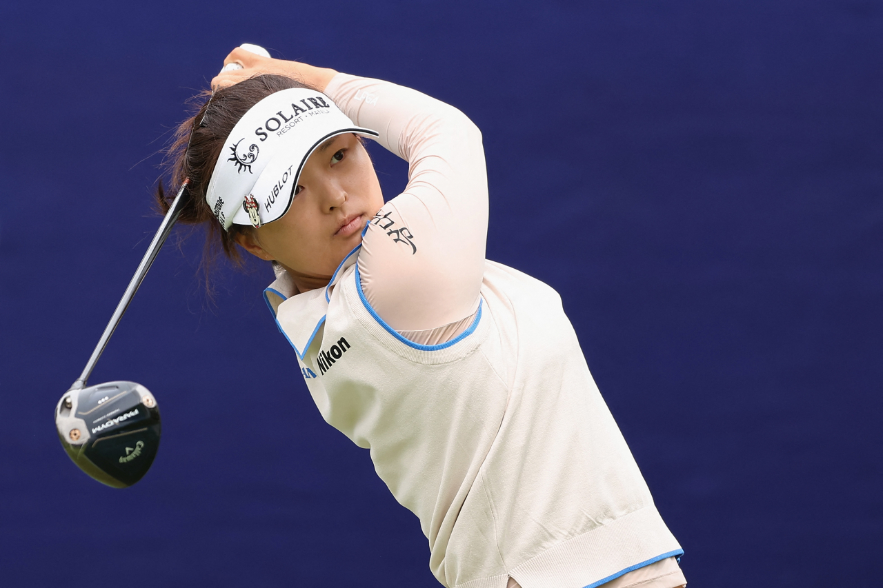 Ko Jin-young tees off during a practice round for the KPMG Women's PGA Championship at Baltusrol Golf Club in Springfield, New Jersey on Wednesday (Getty Images-Yonhap)