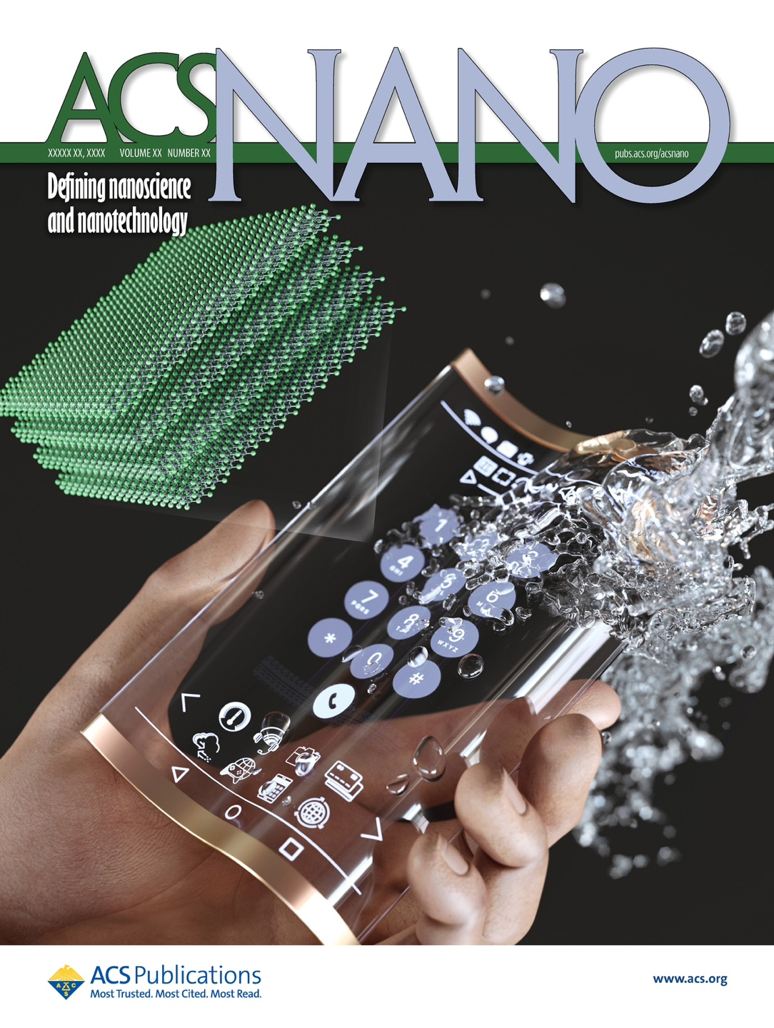 The front cover of the ACS Nano journal published on June 13 shows a concept image of an MXene-based OLED display. (KAIST)