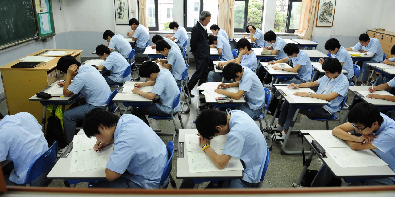 South Korea is among the most highly educated countries in the world with 73.8 percent of high school graduates enrolling universities as of 2022, but its emphasis on education comes at a price. (Korea Herald file)